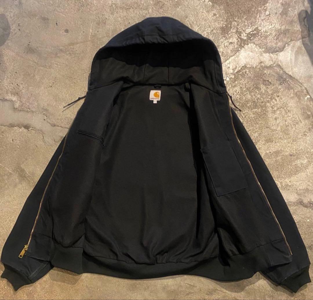 Carhartt ブラック フード付きジップアップ