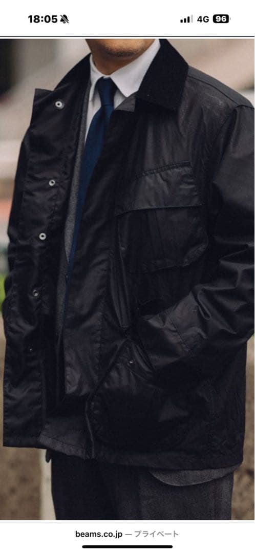 Barbour ビームス別注ブラック ファティーグジャケットＬ
