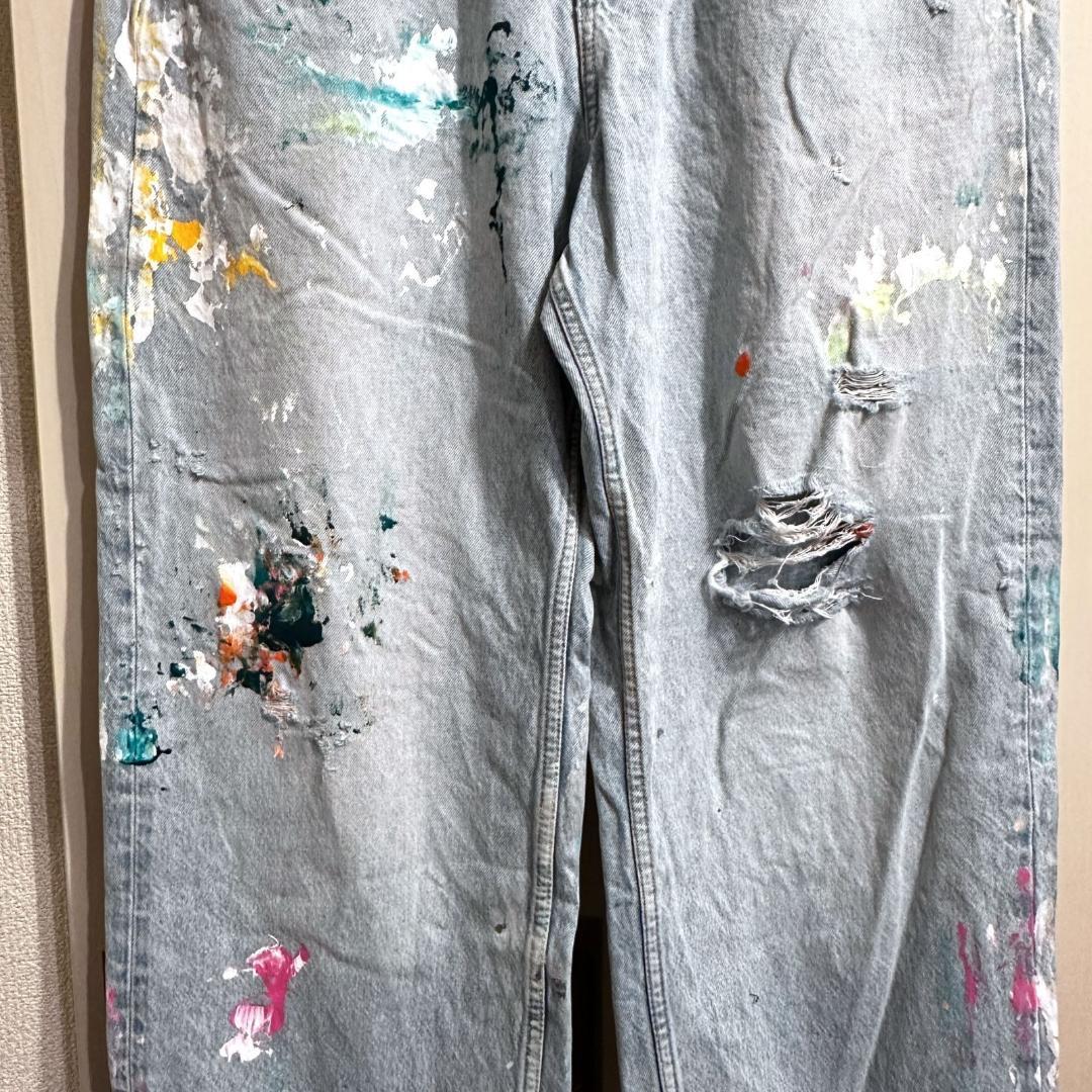 ZARA　リメイクペイントデニム　サイズ34　we0175