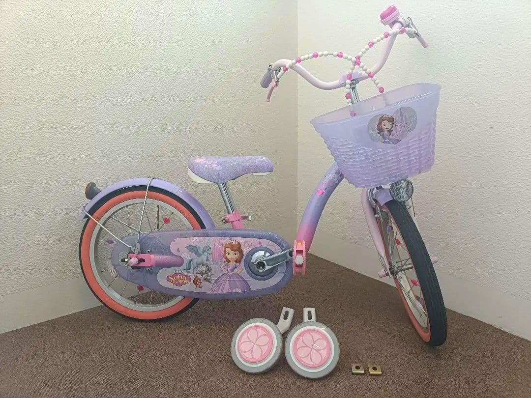 【札幌市中央区引取限定】16インチ 自転車 プリンセス ソフィア 補助輪あり