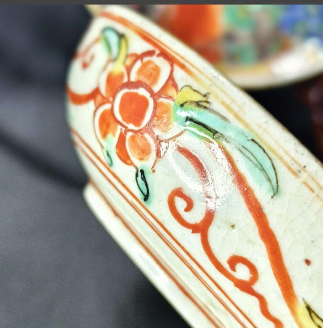 古九谷焼 色絵金彩小皿 人物紋 手描き 明治骨董 コレクター放出美品 旧家蔵出
