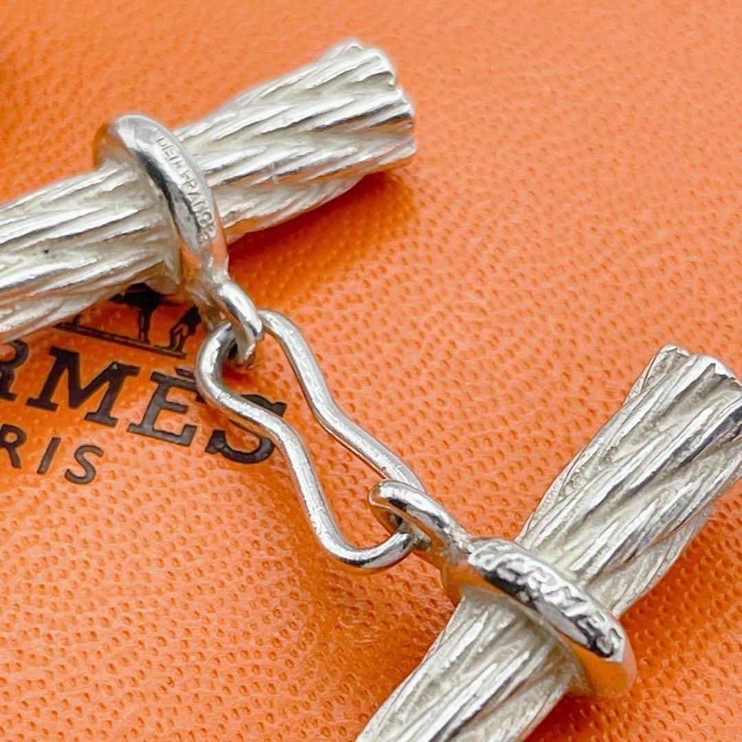 HERMES エルメス　カフス　カフリンクス　ヴィンテージ　ツイスト　シルバー