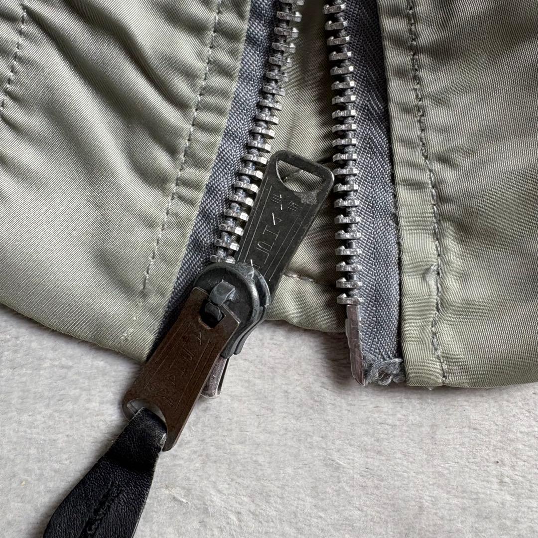 90s USA製 ALPHA MA-1 ボンバージャケット　シルバー　LARGE