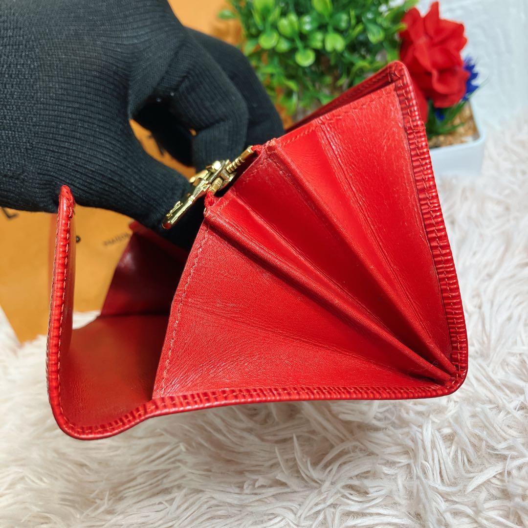 超美品 ルイヴィトン エピ ポシェット ポルトモネ クレディ 長財布 レッド