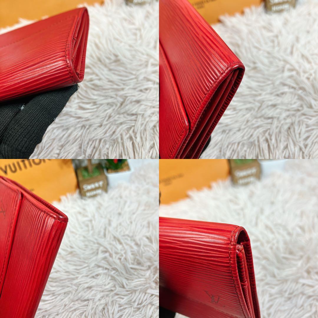 超美品 ルイヴィトン エピ ポシェット ポルトモネ クレディ 長財布 レッド