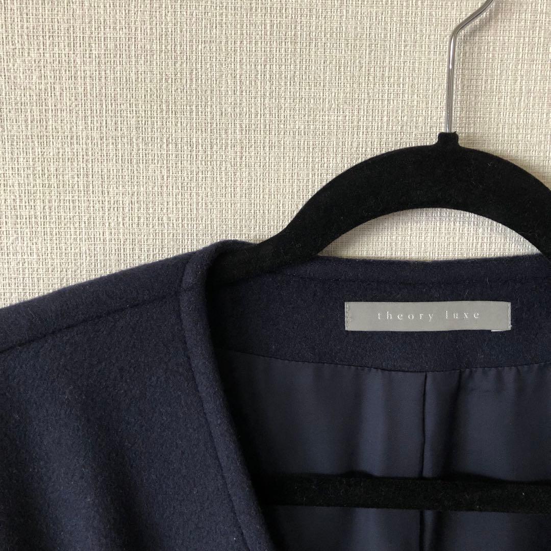 theory luxe ネイビー ロングコート ベルト付き セオリーリュクス