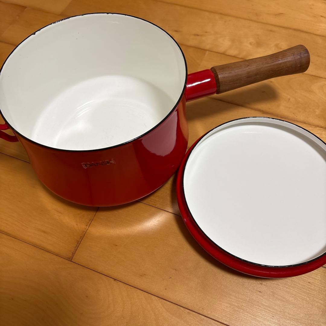 DANSK 赤い片手鍋 エナメルコーティング