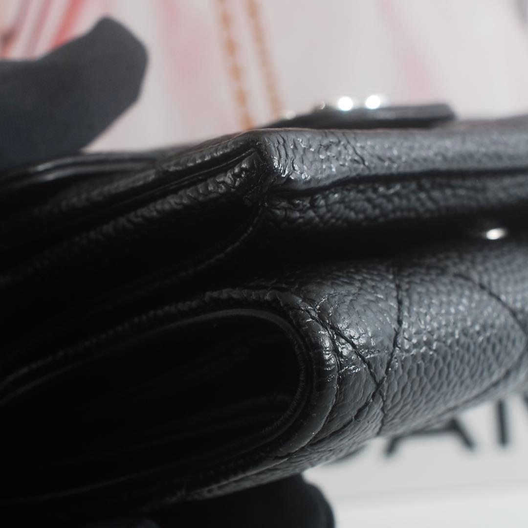 シャネル＊CHANEL＊キャビアスキン＊マトラッセ＊三つ折り財布