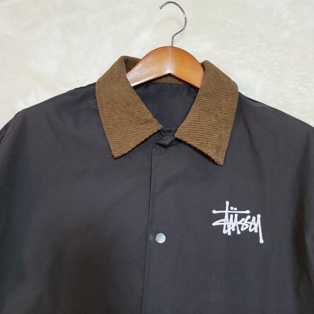 【美品】Stüssy ブラック コーチジャケット コーデュロイ襟 L