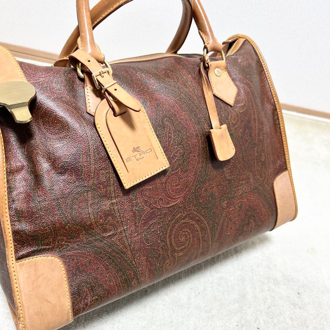 専用　エトロ　ETRO ボストンバッグ　ビジネスバッグ　ペイズリー　赤　PVC