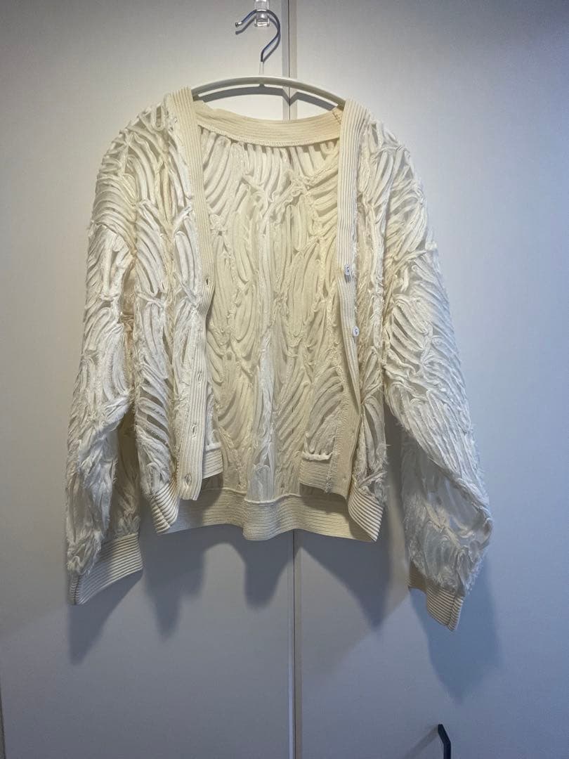 ANDREA&Co. ジャガードシアーカーディガン　ホワイト AUBREY