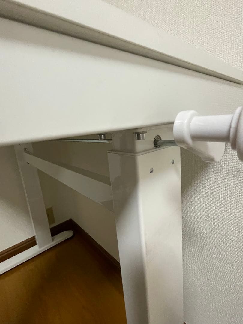 手動　昇降デスク　ホワイト　机