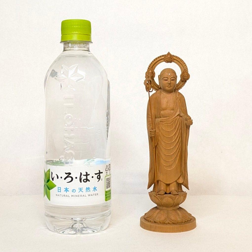 【セール・新品】 地蔵菩薩　木地彫り　総高さ約18㎝ 　仏像　地蔵　菩薩