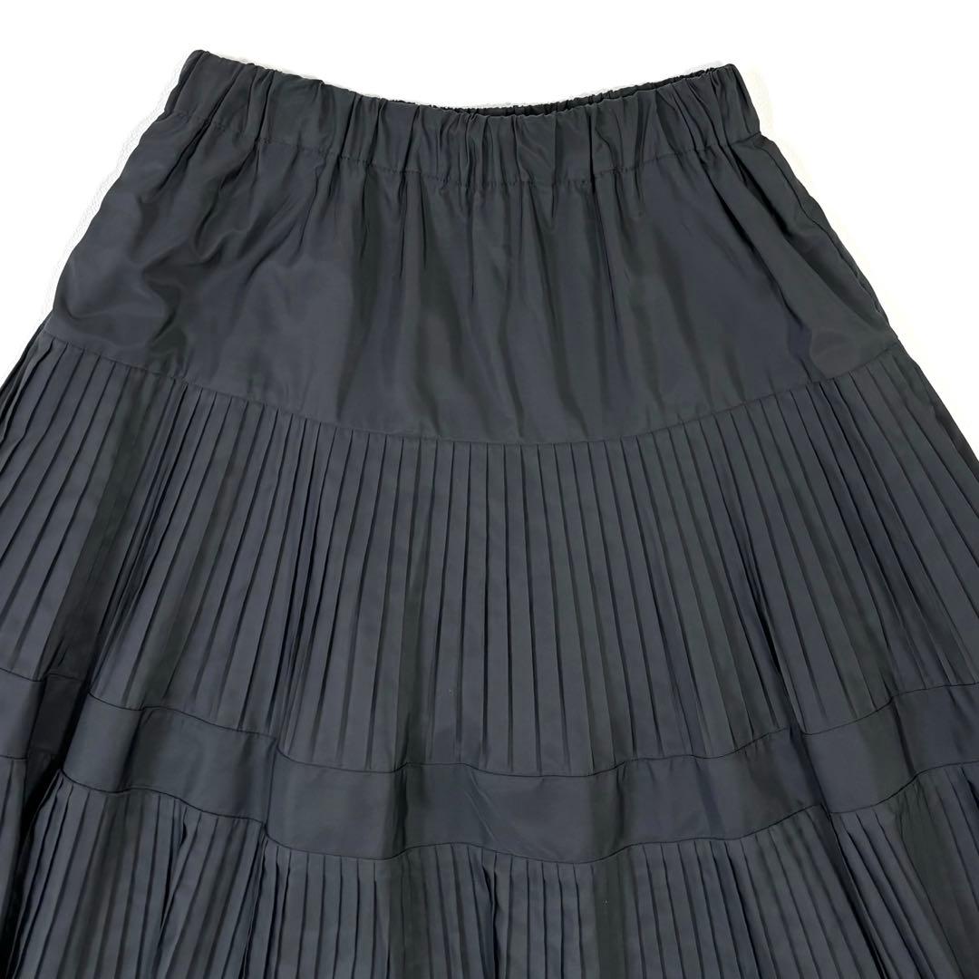 BEARDSLEY ビアズリー プリーツティアードスカート ダークグレー