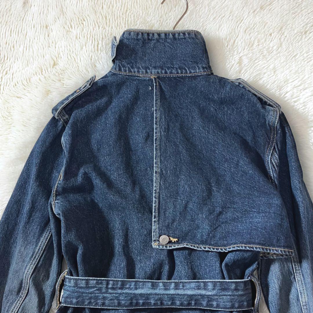 新品 ZARA デニム ロングコート トレンチコート マキシ ベルト ハイネック