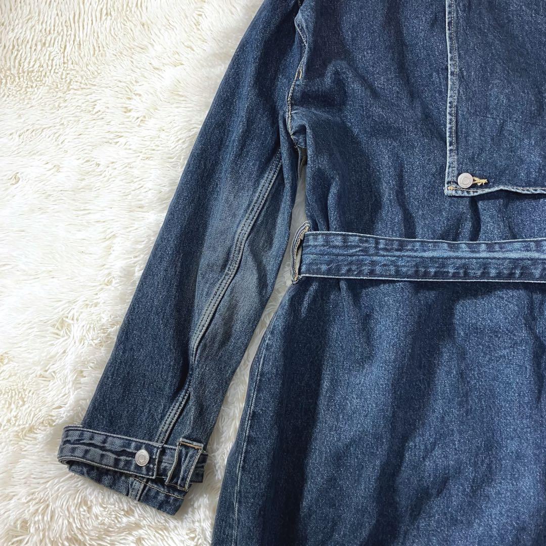 新品 ZARA デニム ロングコート トレンチコート マキシ ベルト ハイネック
