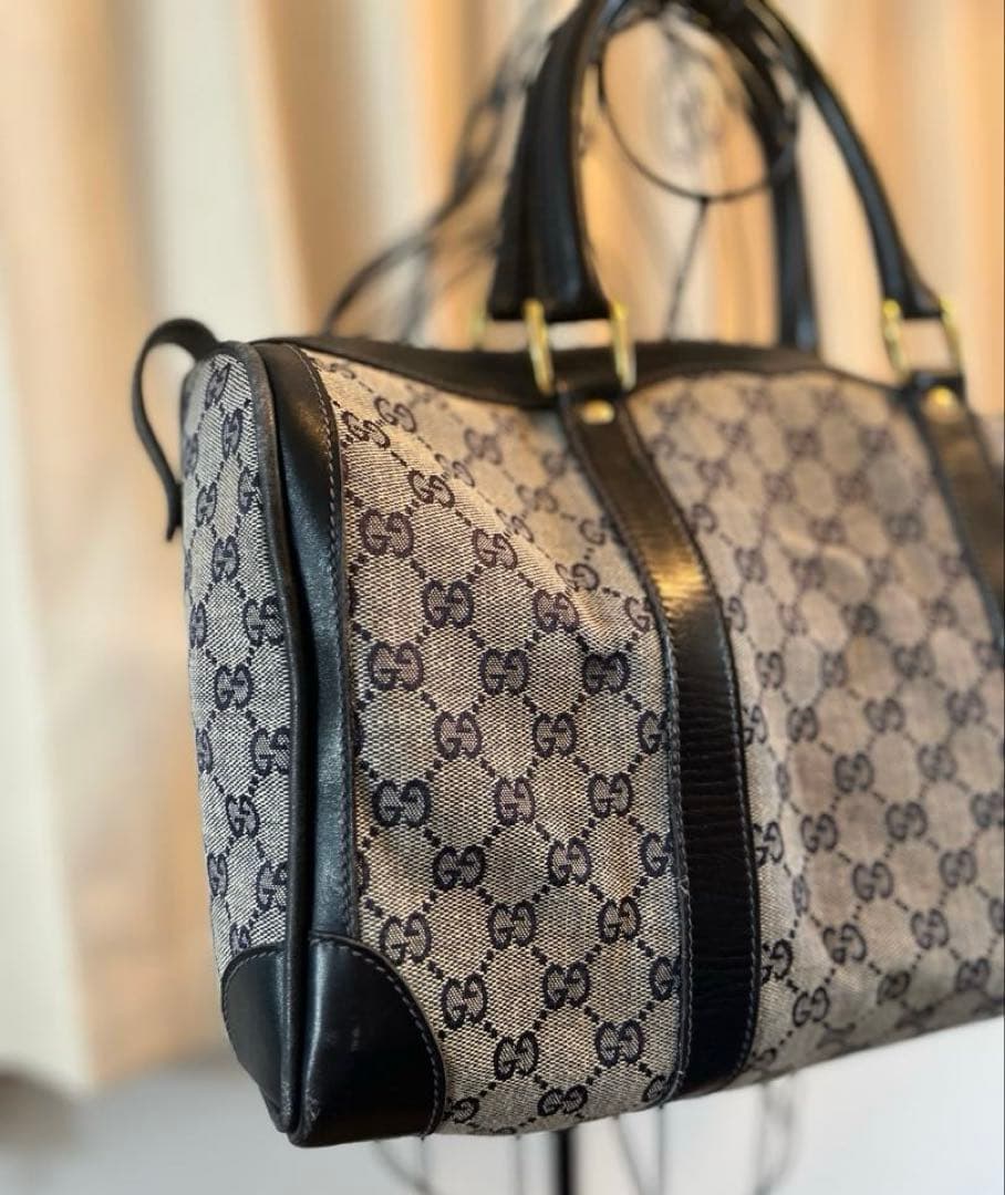 限定値下げGucci GGパターン ボストンバッグ グッチ レザー 黒