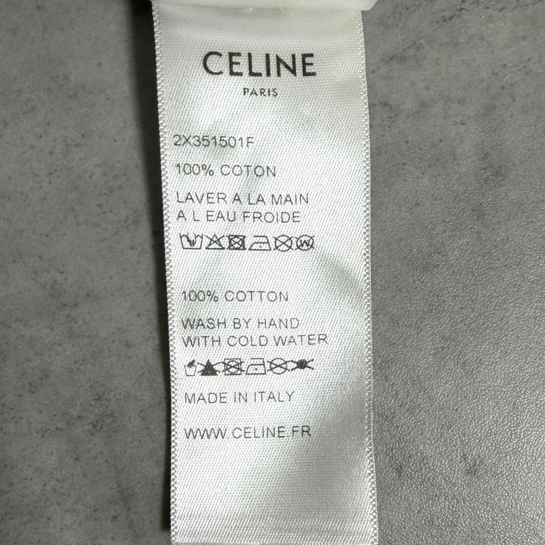 【CELINE】セリーヌTシャツ ホワイト ゴールド刺繍 ロゴ イタリア製S