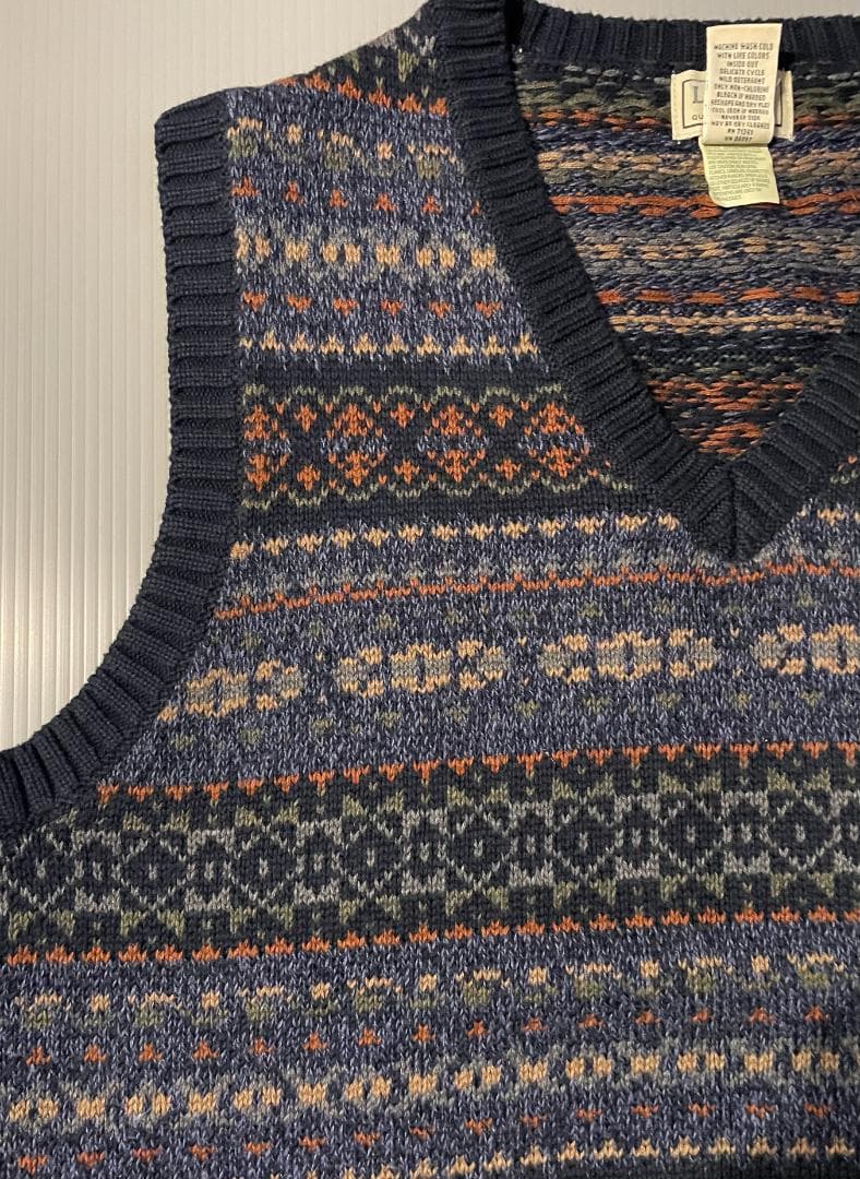 L.L.Bean・レア品！フェアアイル・Vネック・コットンニットベスト