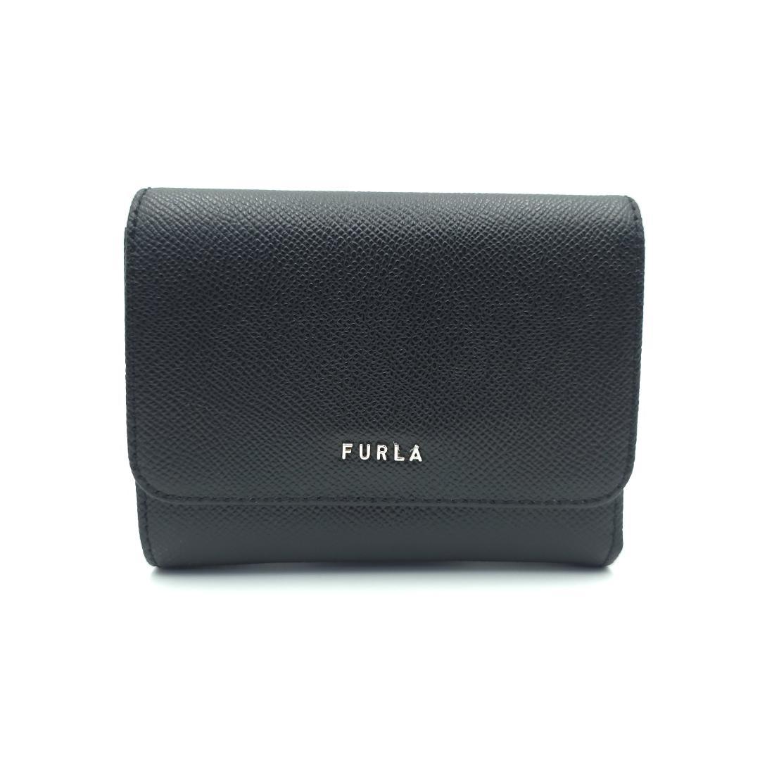未使用 FURLA フルラ バビロン 三つ折り財布 レディース ブラック レザー