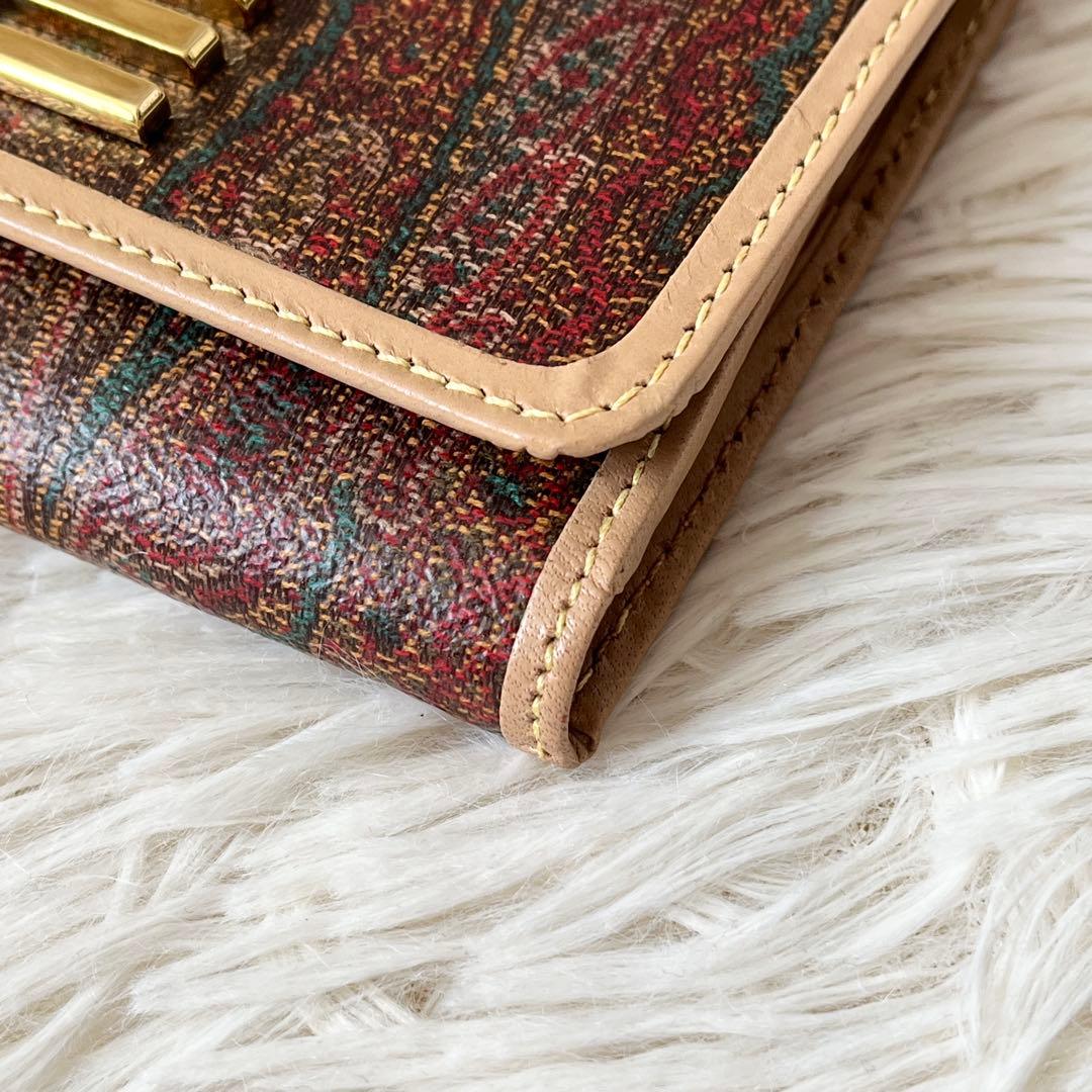 新品未使用✨ETRO エトロ　三つ折り財布　ペイズリー柄　レザー　フロントロゴ