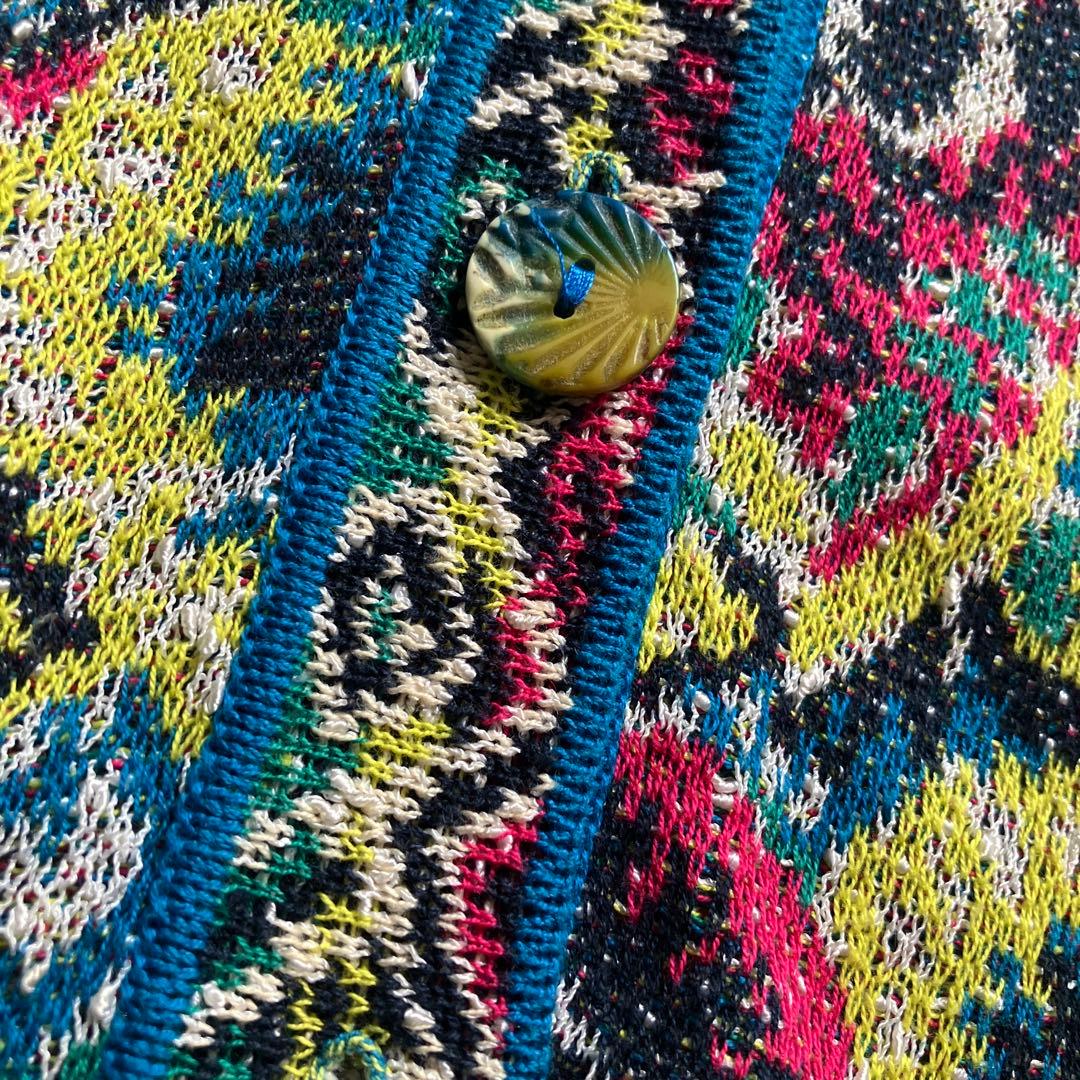 MISSONI（ミッソーニ）マルチカラージャカード ニットカーディガン L