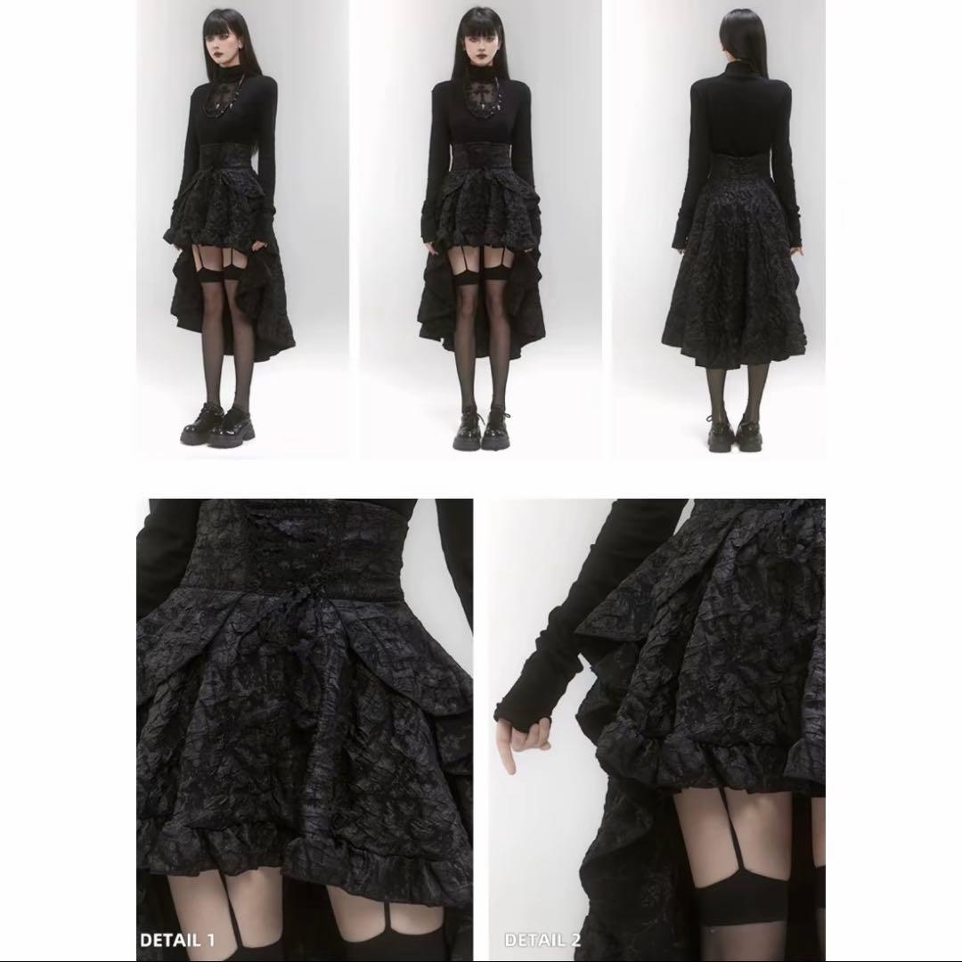 ゴシック 黒 ヘムスカート フリルスカート