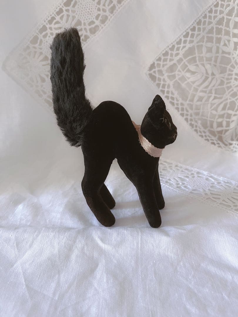 シュタイフ　アンティーク　黒ねこ　ドイツ　トムキャット　ブラックキャット