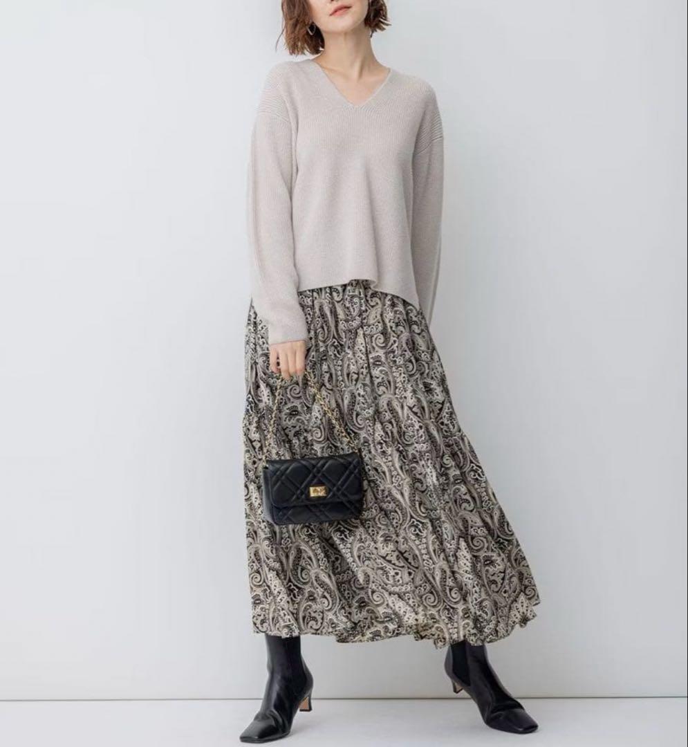 美品 23区 フレンチペイズリーデシン　ティアードスカート 40（L〜XL）