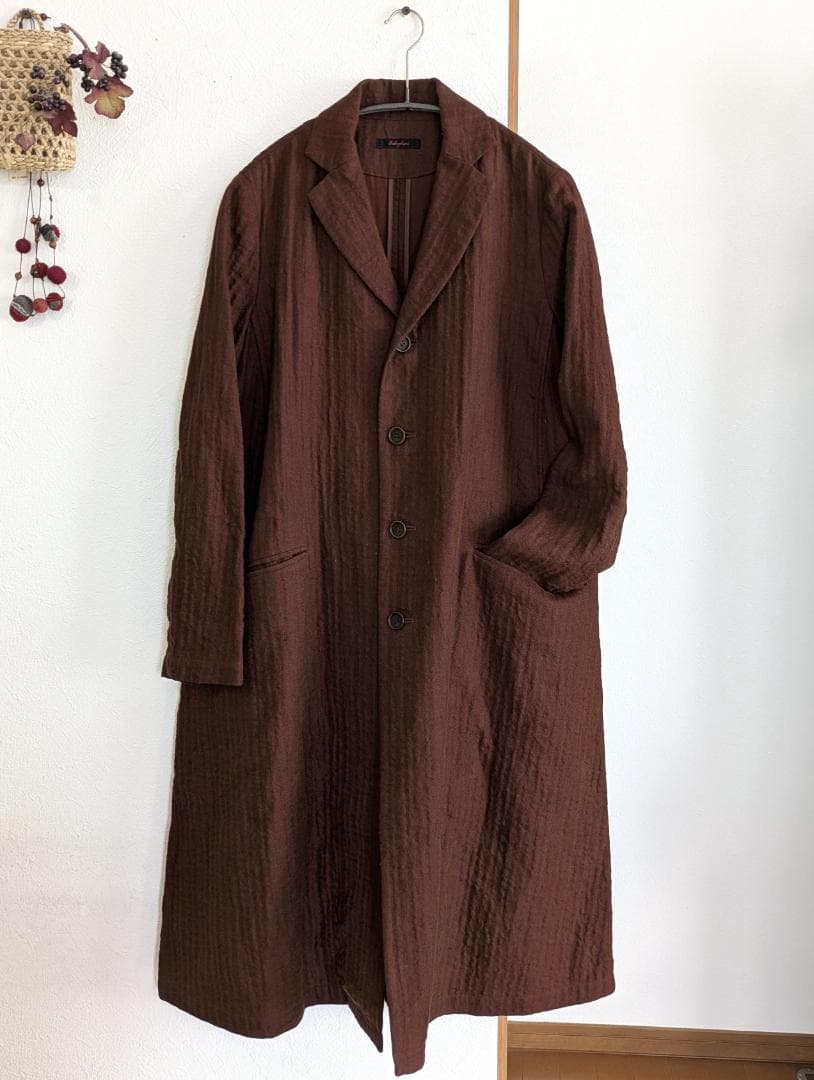 ババグーリ☆リネンコットン二重織ロングJKコート☆ラディッシュブラウン☆美品です