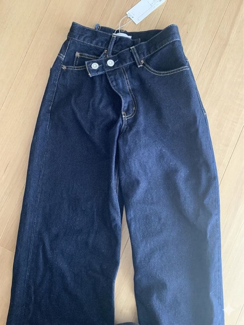 MOUSSY クロスウエストワイドストレートタグ付き