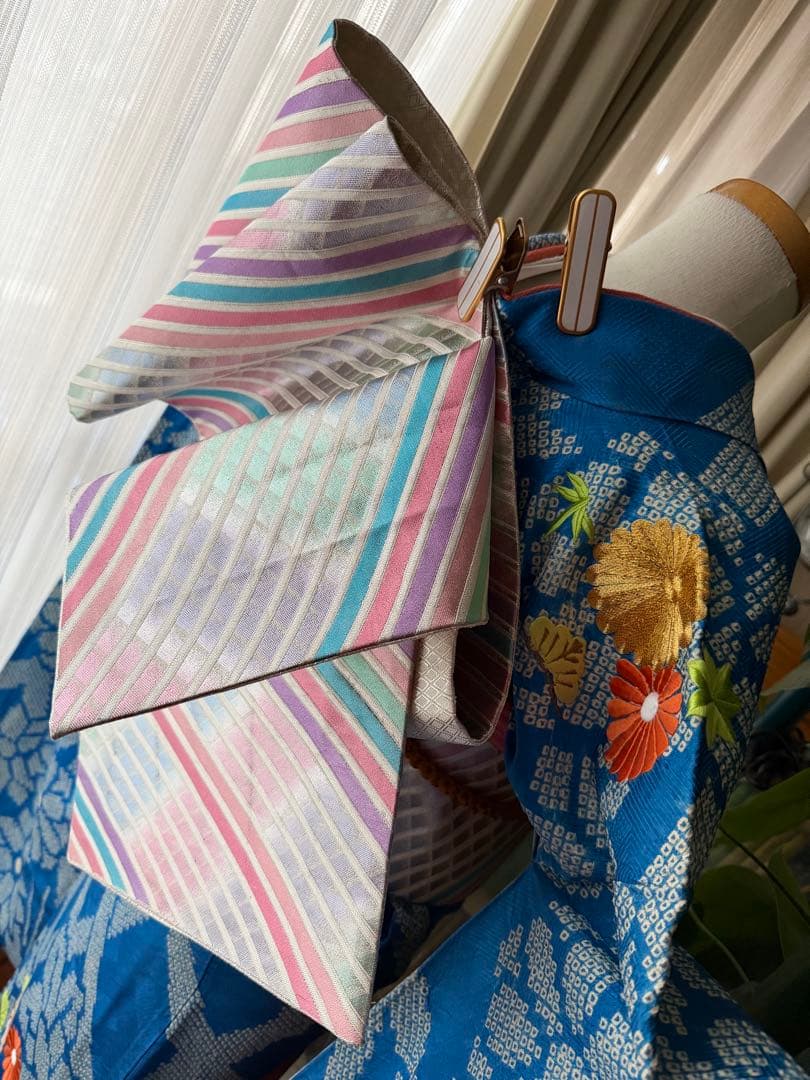 みのっち 振袖4点セット ブルー系総絞り 金駒刺繍
