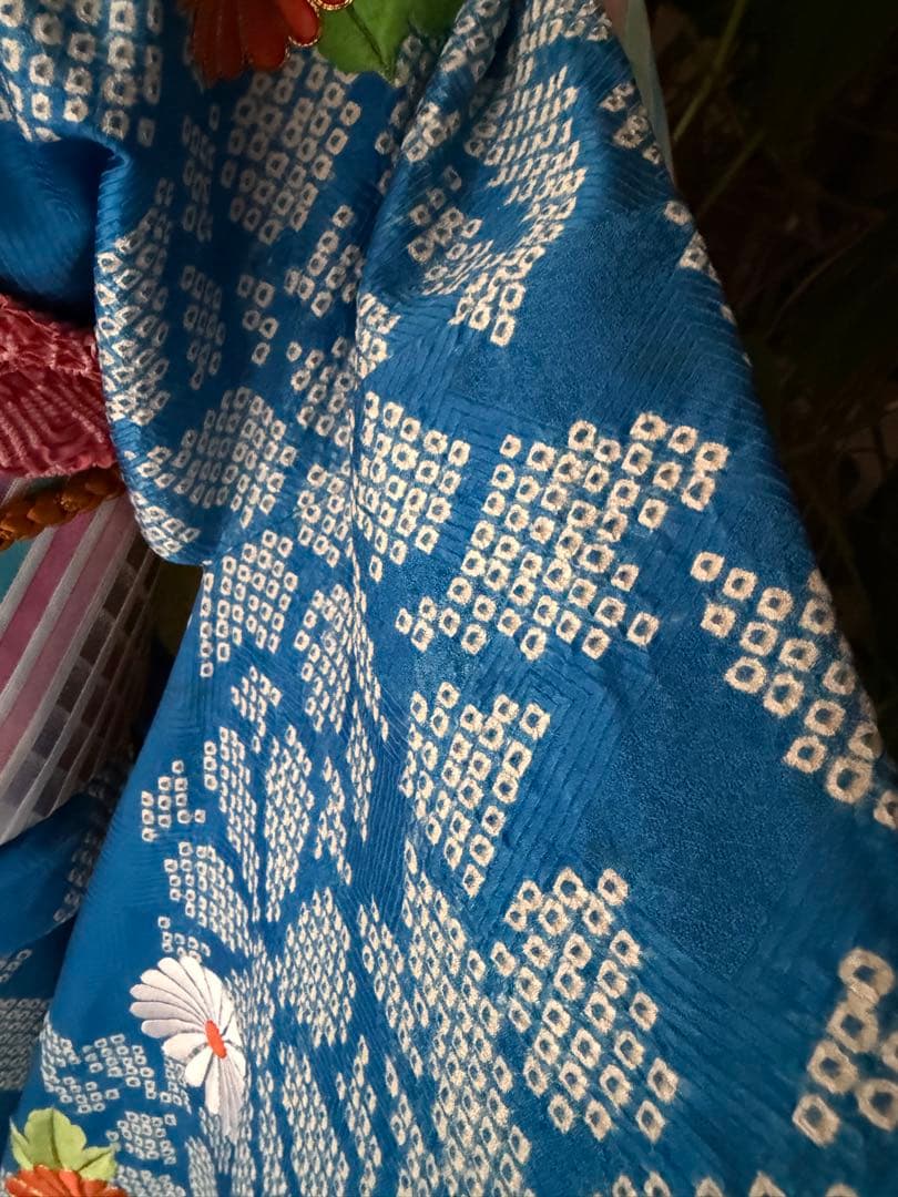 みのっち 振袖4点セット ブルー系総絞り 金駒刺繍