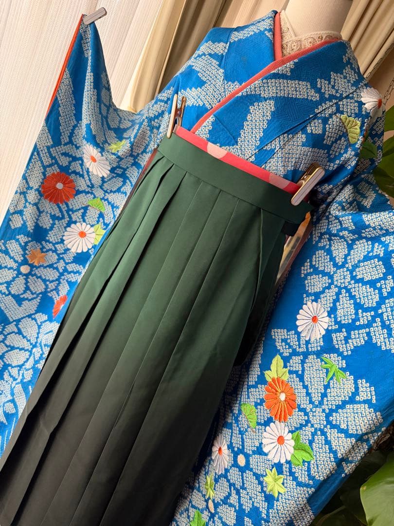 みのっち 振袖4点セット ブルー系総絞り 金駒刺繍