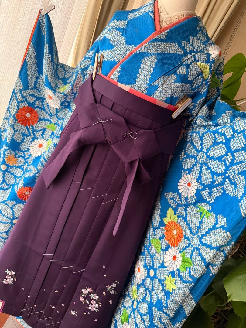 みのっち 振袖4点セット ブルー系総絞り 金駒刺繍