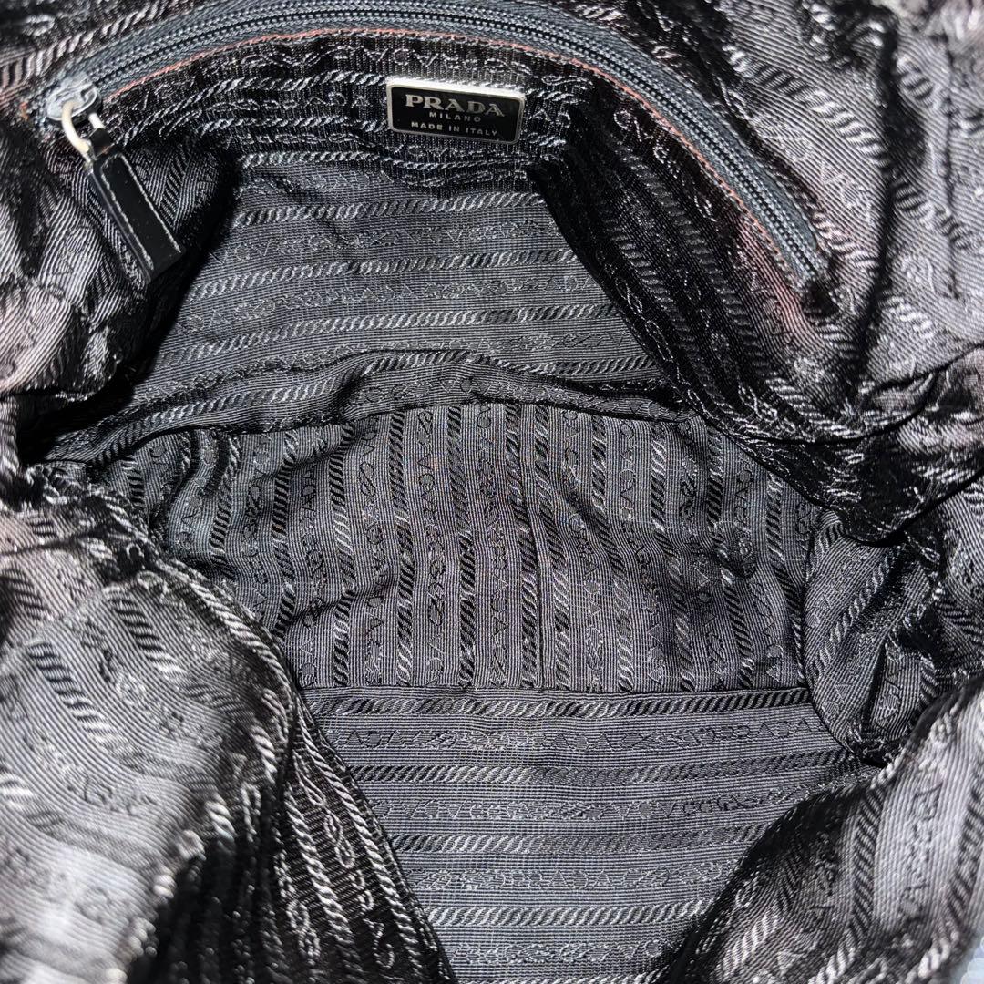 PRADAプラダ 三角ロゴ ミニボストン ハンドバッグ 黒 テスート 白タグ