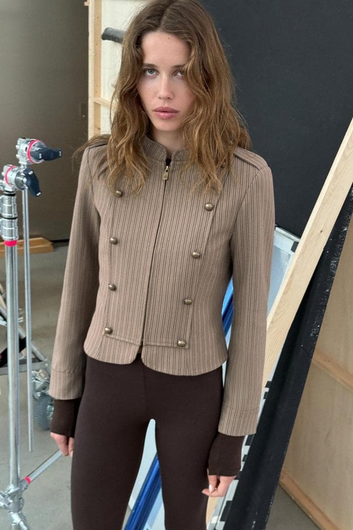 【ZARA】 ストライプ柄フィットブレザー M ナポレオン ジャケット
