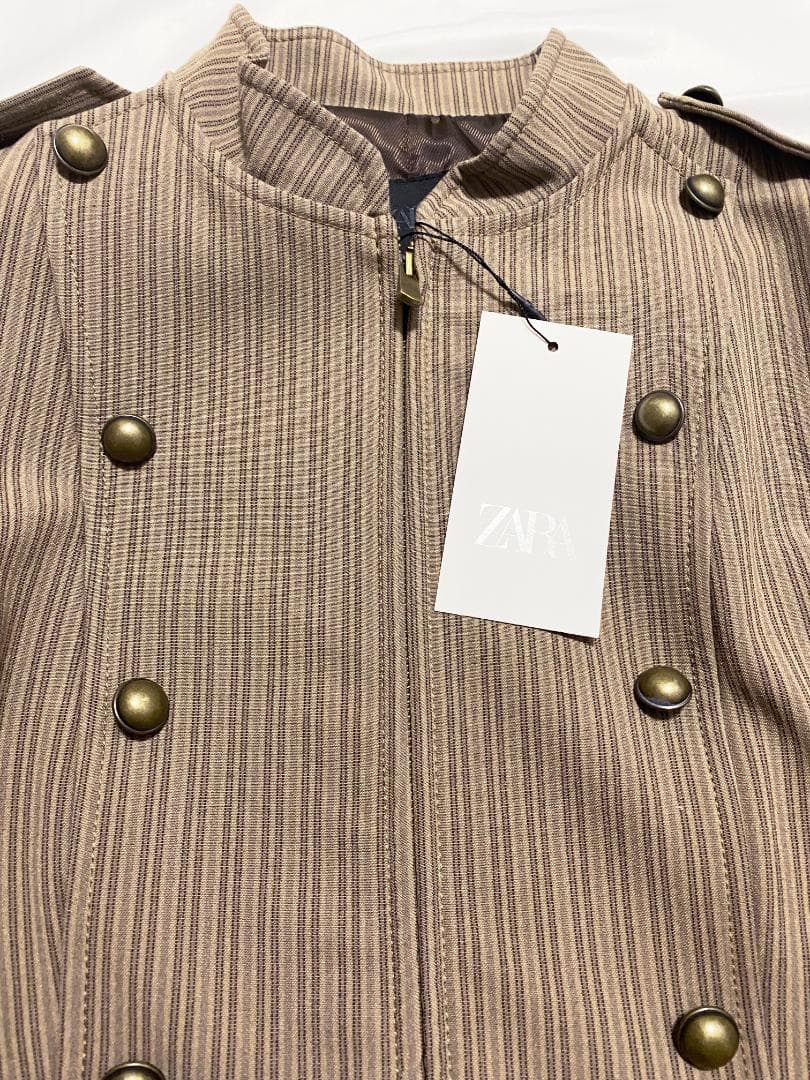【ZARA】 ストライプ柄フィットブレザー M ナポレオン ジャケット