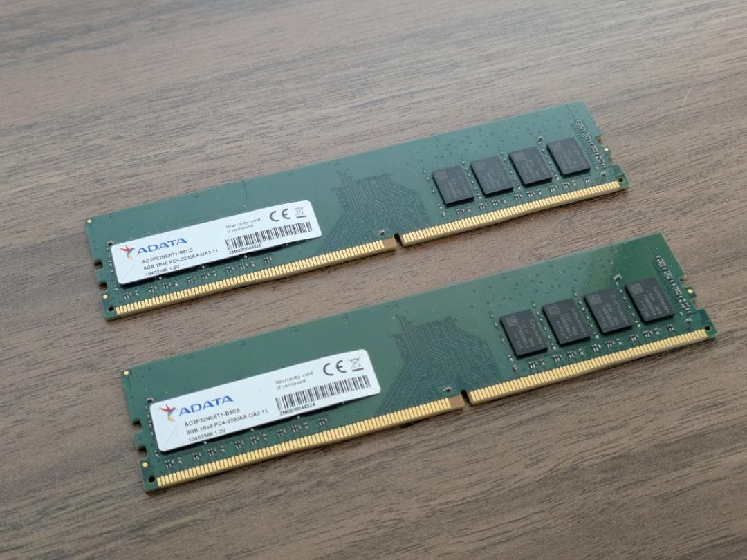 ADATA製　PC4-3200　16GB (8GB-2枚) 1Rx8　メモリ