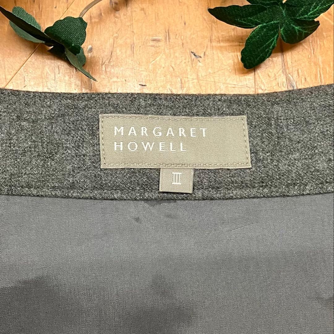 MARGARET HOWELL ウールプリーツスカート グレー