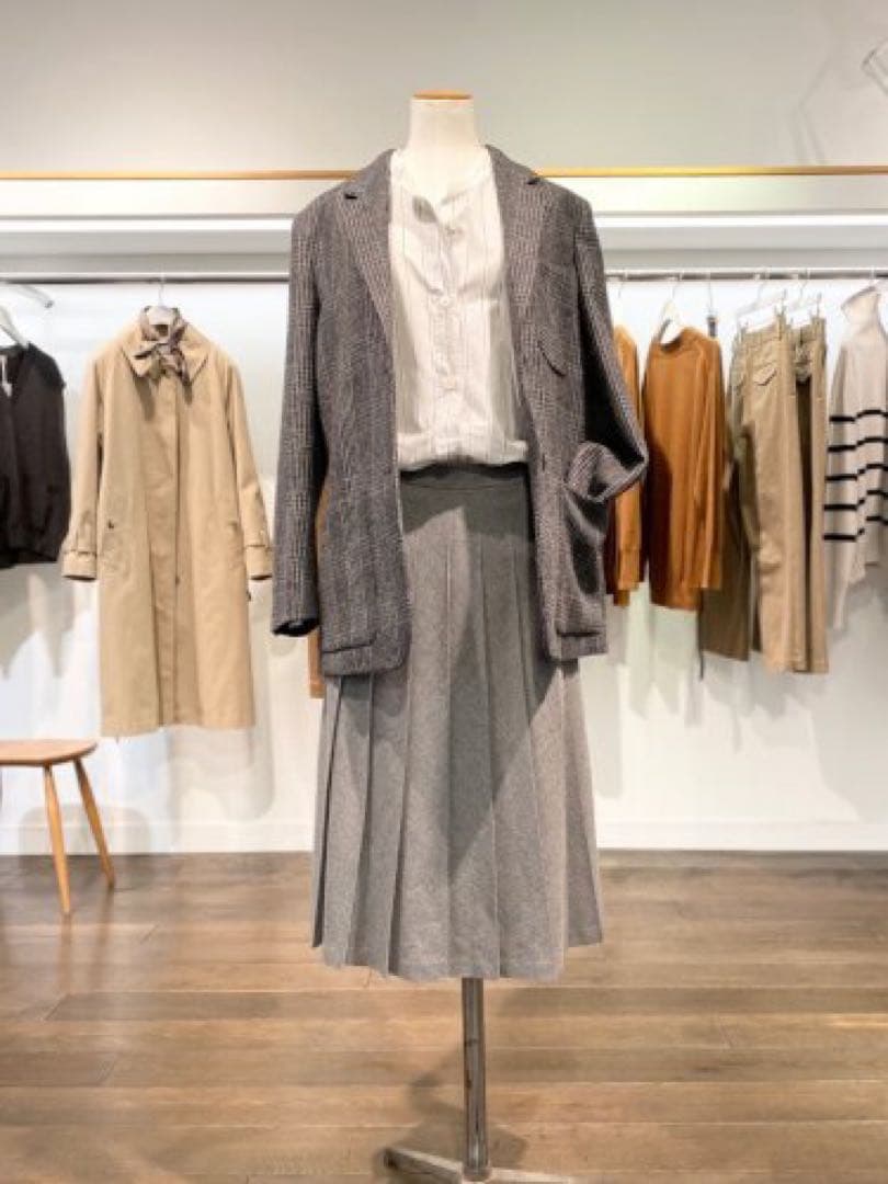 MARGARET HOWELL ウールプリーツスカート グレー