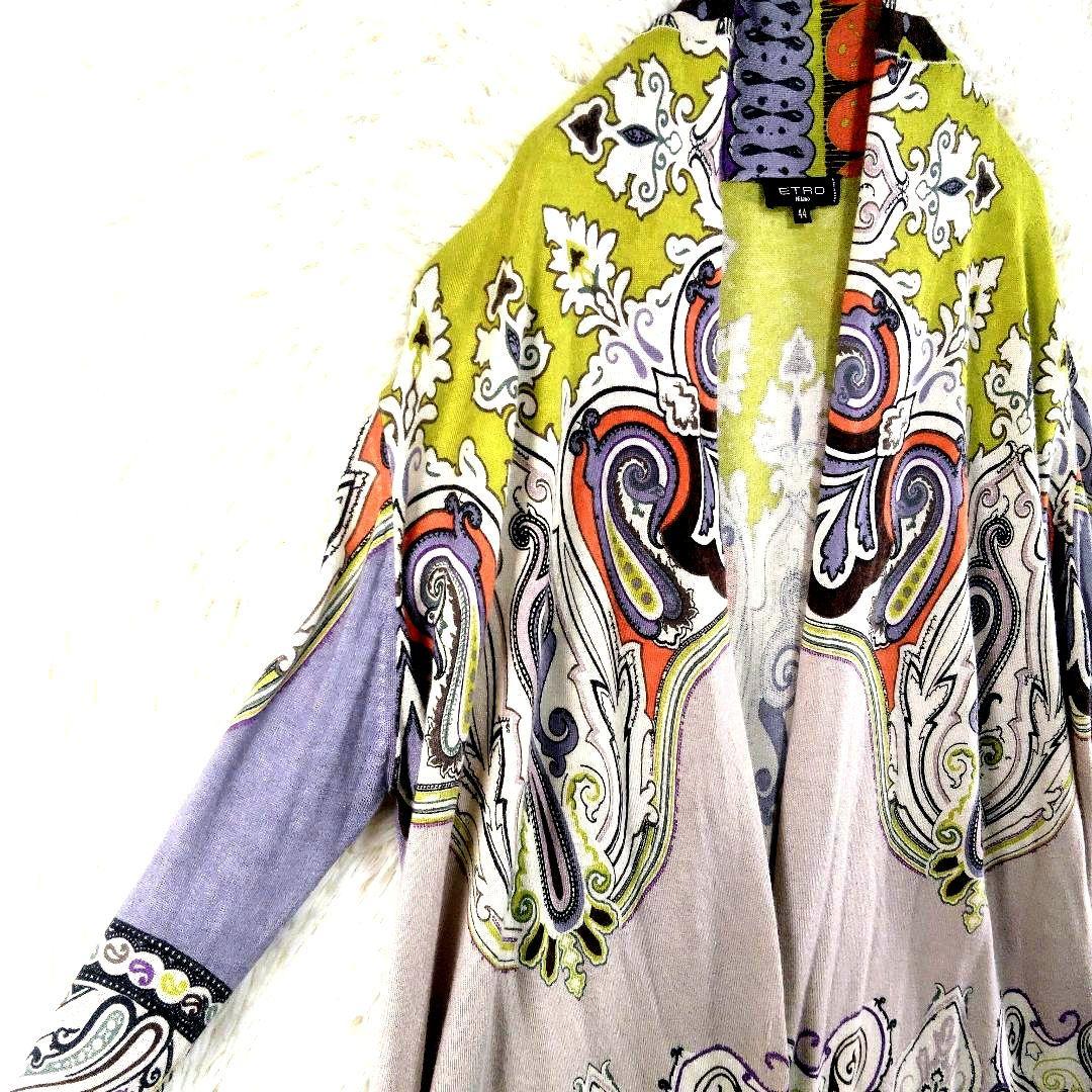 ETRO　エトロ　総柄　カシミヤ　シルク　マルチカラー　羽織　カーディガン　44