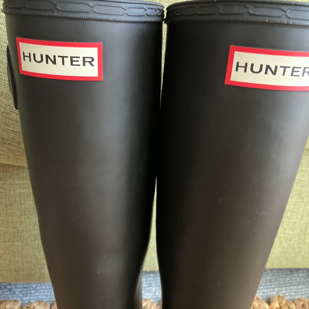 HUNTER レインブーツ　バックル付き　ブラック　サイズ37 （23.5㎝）