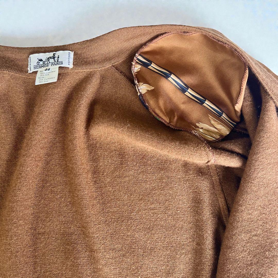 Hermès エルメス 柄カーディガン カシミア＆シルク 長袖 サイズL