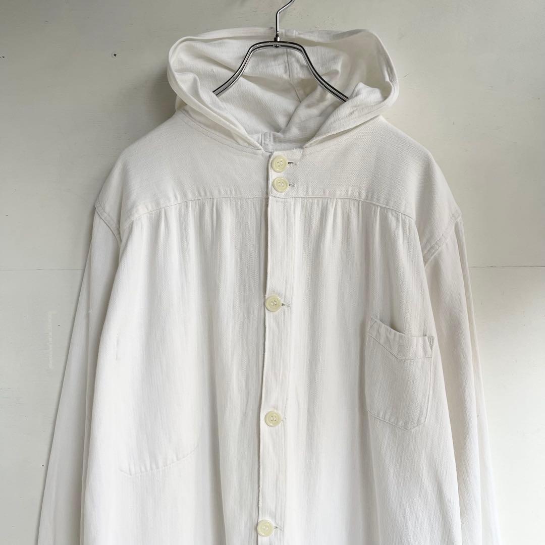 40s 50s フレンチ ブッチャーコート VポケHBTヴィンテージ 古着
