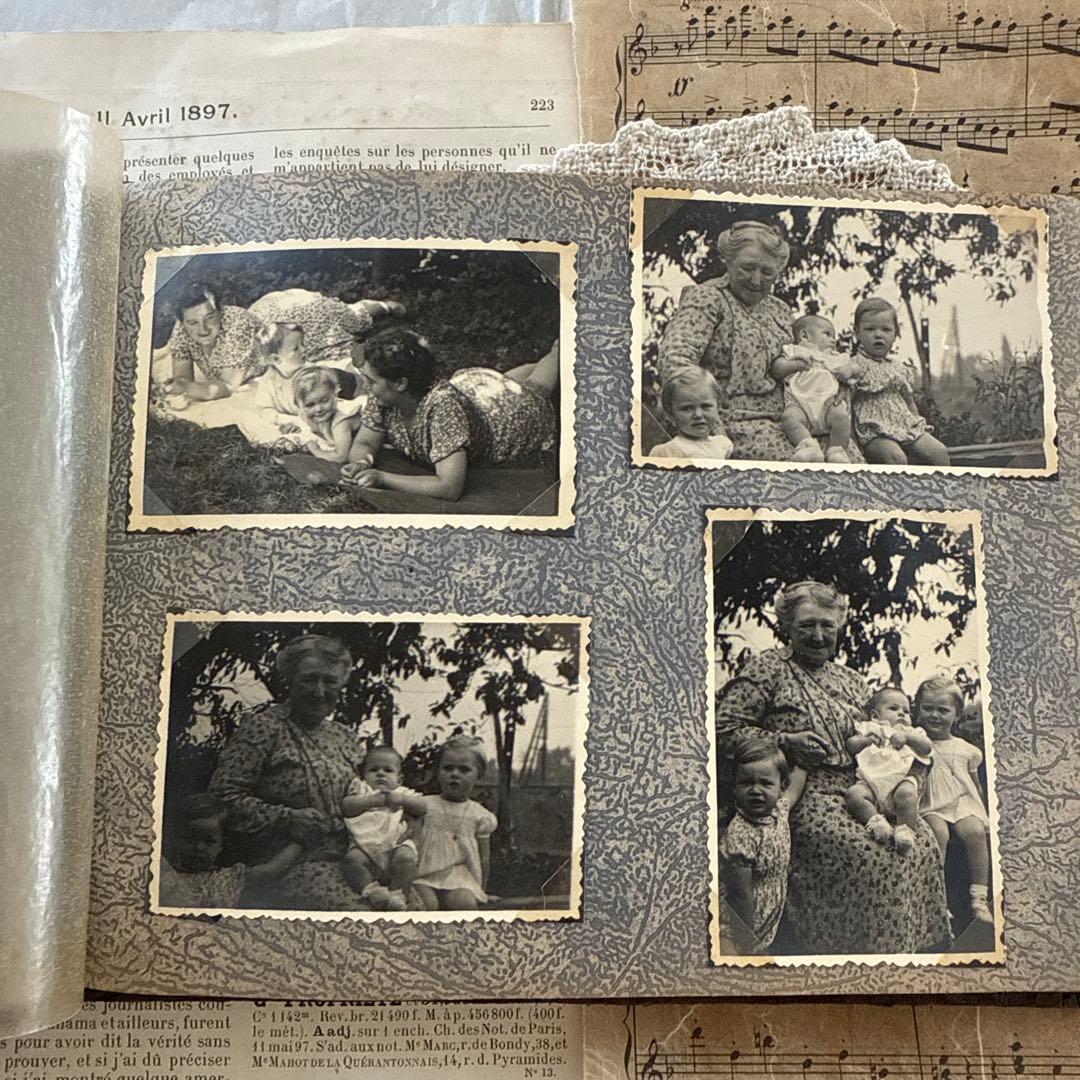 稀少1920年アンティーク写真アルバム洋書ビンテージ　フォト　ジャンクジャーナル