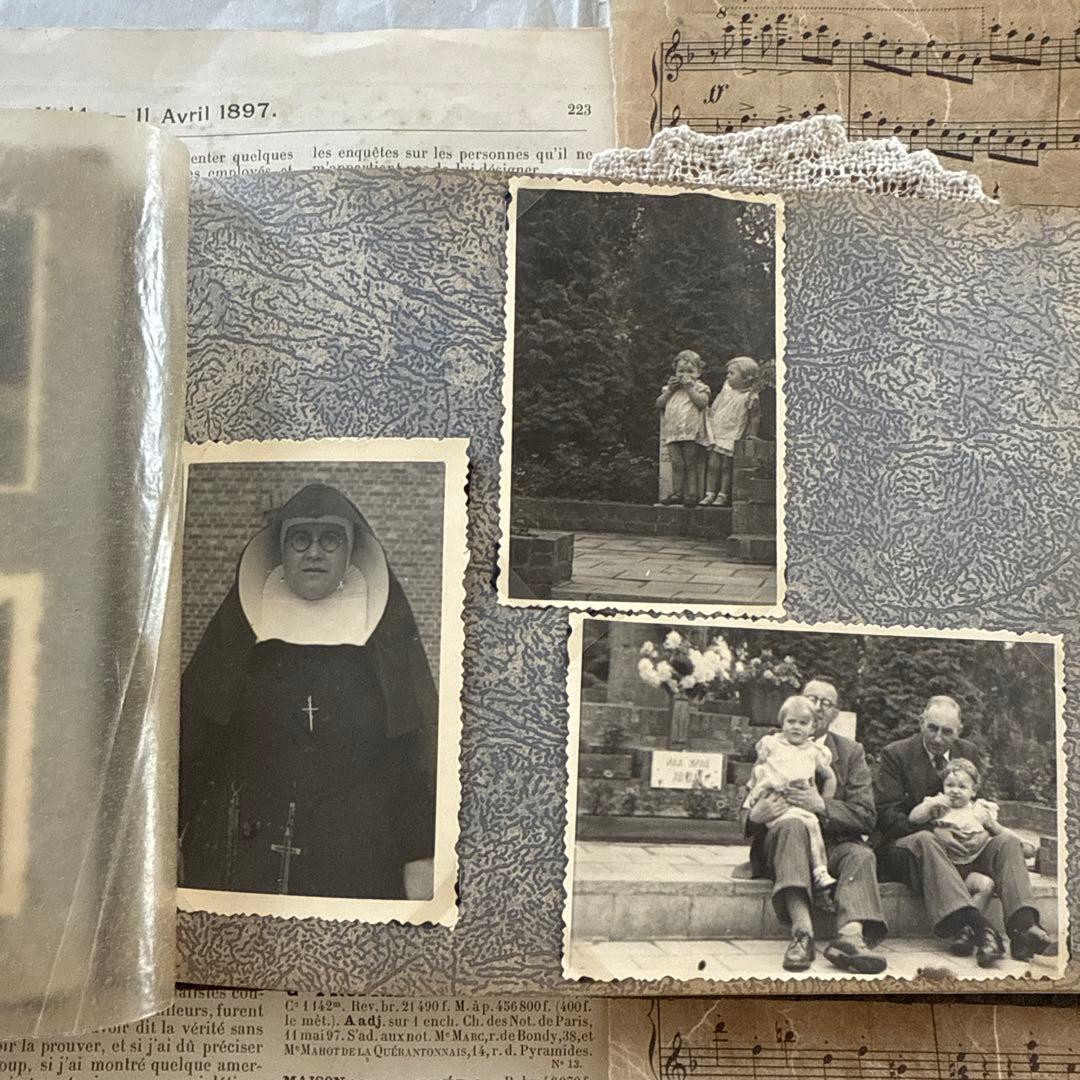 稀少1920年アンティーク写真アルバム洋書ビンテージ　フォト　ジャンクジャーナル