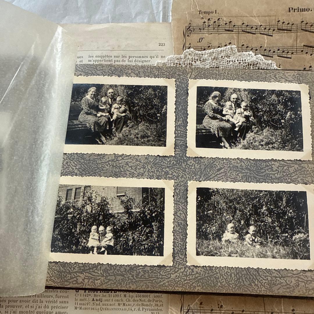 稀少1920年アンティーク写真アルバム洋書ビンテージ　フォト　ジャンクジャーナル