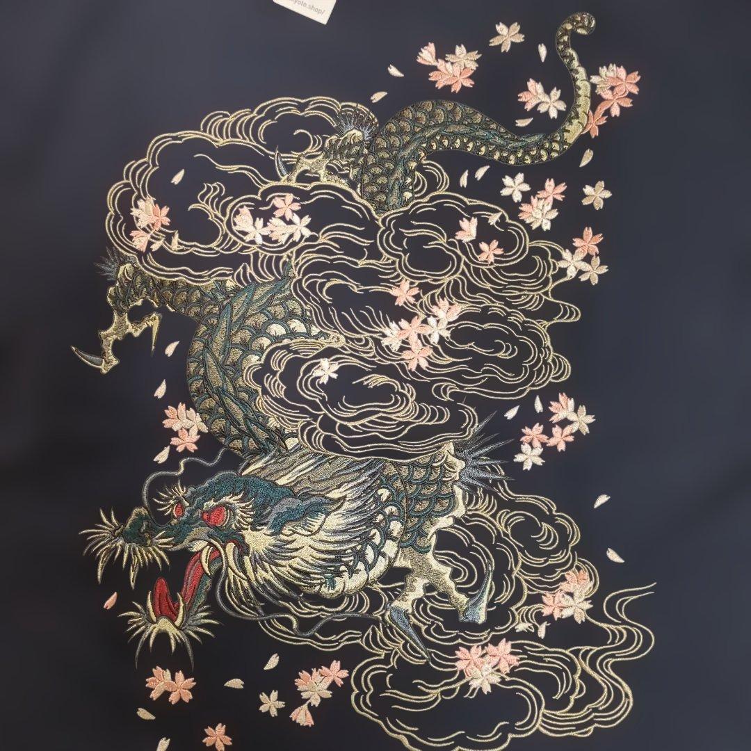 新品タグ付き 古都古都 暴れ龍柄 刺繍 半袖Tシャツ ネイビー XL