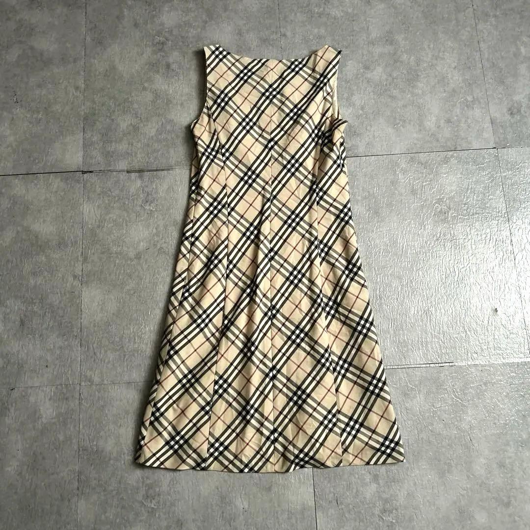 Burberryノバチェック柄 ノースリーブワンピース ベージュ 38サイズ
